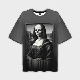 Мужская футболка oversize 3D с принтом Мона Лиза Black skull ,  |  | 