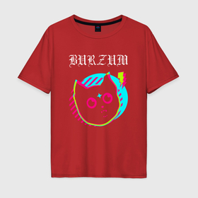 Мужская футболка хлопок Oversize с принтом Burzum rock star cat в Новосибирске, 100% хлопок | свободный крой, круглый ворот, “спинка” длиннее передней части | Тематика изображения на принте: 
