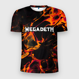 Мужская футболка 3D Slim с принтом Megadeth red lava в Белгороде, 100% полиэстер с улучшенными характеристиками | приталенный силуэт, круглая горловина, широкие плечи, сужается к линии бедра | Тематика изображения на принте: 