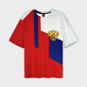 Мужская футболка oversize 3D с принтом Спортивная текстура герб России в Тюмени,  |  | 