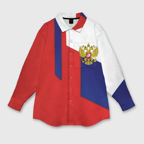 Мужская рубашка oversize 3D с принтом Спортивная текстура герб России в Тюмени,  |  | 