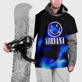 Накидка на куртку 3D с принтом Nirvana flame ghost steel в Санкт-Петербурге, 100% полиэстер |  | 