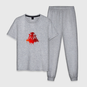 Мужская пижама хлопок с принтом Шлем Братства Стали в Екатеринбурге, 100% хлопок | брюки и футболка прямого кроя, без карманов, на брюках мягкая резинка на поясе и по низу штанин
 | 