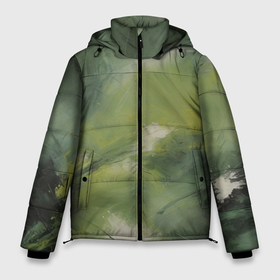 Мужская зимняя куртка 3D с принтом Зеленая палитра в Тюмени, верх — 100% полиэстер; подкладка — 100% полиэстер; утеплитель — 100% полиэстер | длина ниже бедра, свободный силуэт Оверсайз. Есть воротник-стойка, отстегивающийся капюшон и ветрозащитная планка. 

Боковые карманы с листочкой на кнопках и внутренний карман на молнии. | 