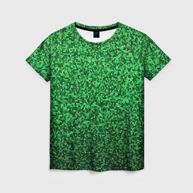 Женская футболка 3D с принтом Мелкая мозаика зелёный градиент , 100% полиэфир ( синтетическое хлопкоподобное полотно) | прямой крой, круглый вырез горловины, длина до линии бедер | 