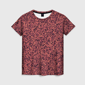 Женская футболка 3D с принтом Паттерн мелкая мозаика тёмно розовый в Кировске, 100% полиэфир ( синтетическое хлопкоподобное полотно) | прямой крой, круглый вырез горловины, длина до линии бедер | 