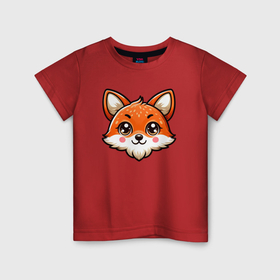 Детская футболка хлопок с принтом Мордочка лисы в Курске, 100% хлопок | круглый вырез горловины, полуприлегающий силуэт, длина до линии бедер | 