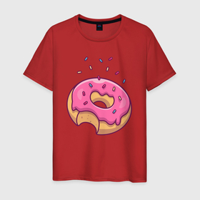 Мужская футболка хлопок с принтом Сладкий пончик , 100% хлопок | прямой крой, круглый вырез горловины, длина до линии бедер, слегка спущенное плечо. | 