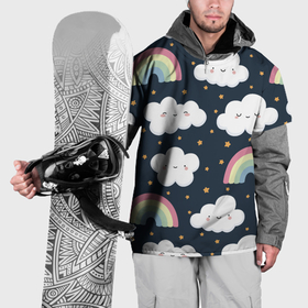 Накидка на куртку 3D с принтом Облака и радуги pattern в Курске, 100% полиэстер |  | 