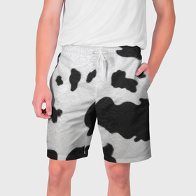 Мужские шорты 3D с принтом Узор коровьей шкуры ,  полиэстер 100% | прямой крой, два кармана без застежек по бокам. Мягкая трикотажная резинка на поясе, внутри которой широкие завязки. Длина чуть выше колен | 