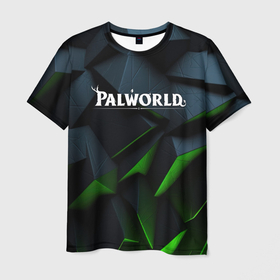 Мужская футболка 3D с принтом Palworld логотип абстракт объемные плиты в Кировске, 100% полиэфир | прямой крой, круглый вырез горловины, длина до линии бедер | 