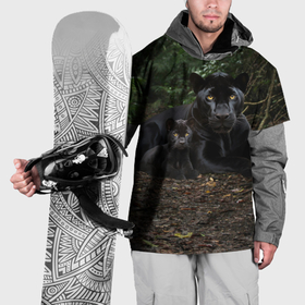 Накидка на куртку 3D с принтом Пантера с котенком , 100% полиэстер |  | Тематика изображения на принте: 