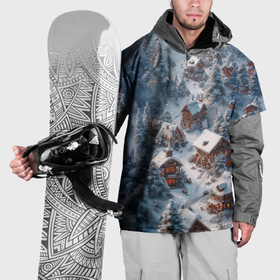 Накидка на куртку 3D с принтом Миниатюрная зимняя деревня в Тюмени, 100% полиэстер |  | 
