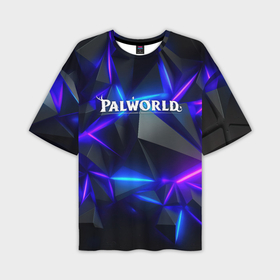 Мужская футболка oversize 3D с принтом Palworld логотип на ярких неоновых плитах в Петрозаводске,  |  | Тематика изображения на принте: 