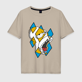 Мужская футболка хлопок Oversize с принтом Симпсоны   Гомер в Санкт-Петербурге, 100% хлопок | свободный крой, круглый ворот, “спинка” длиннее передней части | Тематика изображения на принте: 