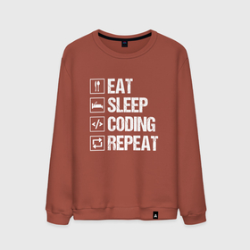 Мужской свитшот хлопок с принтом Eat sleep coding repeat в Тюмени, 100% хлопок |  | 