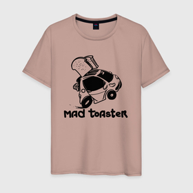 Мужская футболка хлопок с принтом Бешеный тостер автомобиль Smart в Санкт-Петербурге, 100% хлопок | прямой крой, круглый вырез горловины, длина до линии бедер, слегка спущенное плечо. | 