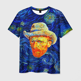 Мужская футболка 3D с принтом Face Vincent Van Gogh в Тюмени, 100% полиэфир | прямой крой, круглый вырез горловины, длина до линии бедер | Тематика изображения на принте: 