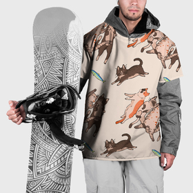 Накидка на куртку 3D с принтом Коты и рыба в Кировске, 100% полиэстер |  | 