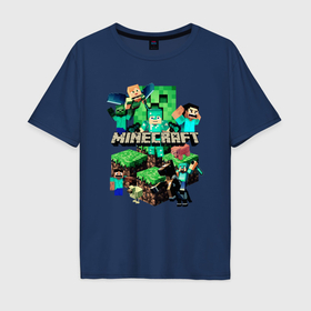 Мужская футболка хлопок Oversize с принтом Персонажи из Minecraft в Екатеринбурге, 100% хлопок | свободный крой, круглый ворот, “спинка” длиннее передней части | 