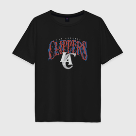 Мужская футболка хлопок Oversize с принтом Los angeles clippers suga glitch NBA в Екатеринбурге, 100% хлопок | свободный крой, круглый ворот, “спинка” длиннее передней части | 