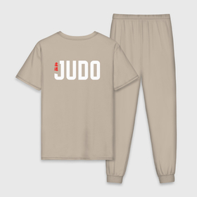 Мужская пижама хлопок с принтом Judo simbol в Кировске, 100% хлопок | брюки и футболка прямого кроя, без карманов, на брюках мягкая резинка на поясе и по низу штанин
 | 