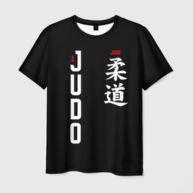 Мужская футболка 3D с принтом Борьба дзюдо с иероглифом в Кировске, 100% полиэфир | прямой крой, круглый вырез горловины, длина до линии бедер | 