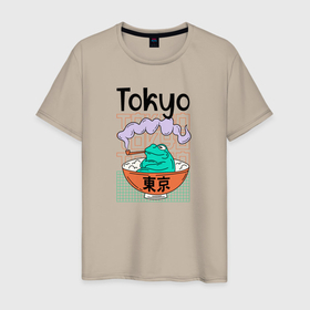 Мужская футболка хлопок с принтом Лягушка Япония Tokyo , 100% хлопок | прямой крой, круглый вырез горловины, длина до линии бедер, слегка спущенное плечо. | 