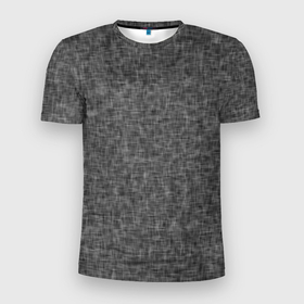 Мужская футболка 3D Slim с принтом Текстура ткань тёмно серый однотонный , 100% полиэстер с улучшенными характеристиками | приталенный силуэт, круглая горловина, широкие плечи, сужается к линии бедра | 