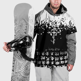 Накидка на куртку 3D с принтом Fullmetal Alchemist текстура иероглифы в Кировске, 100% полиэстер |  | 