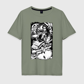 Мужская футболка хлопок Oversize с принтом Wu tang   Mf doom в Петрозаводске, 100% хлопок | свободный крой, круглый ворот, “спинка” длиннее передней части | Тематика изображения на принте: 