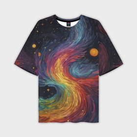 Мужская футболка oversize 3D с принтом Звездный вихрь абстрактная живопись в Санкт-Петербурге,  |  | 