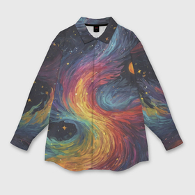 Мужская рубашка oversize 3D с принтом Звездный вихрь абстрактная живопись в Курске,  |  | 
