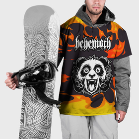 Накидка на куртку 3D с принтом Behemoth рок панда и огонь в Курске, 100% полиэстер |  | 