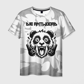 Мужская футболка 3D с принтом Die Antwoord рок панда на светлом фоне в Кировске, 100% полиэфир | прямой крой, круглый вырез горловины, длина до линии бедер | Тематика изображения на принте: 