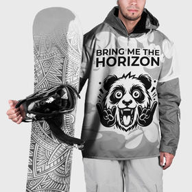 Накидка на куртку 3D с принтом Bring Me the Horizon рок панда на светлом фоне в Курске, 100% полиэстер |  | 