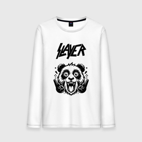 Мужской лонгслив хлопок с принтом Slayer   rock panda в Рязани, 100% хлопок |  | 