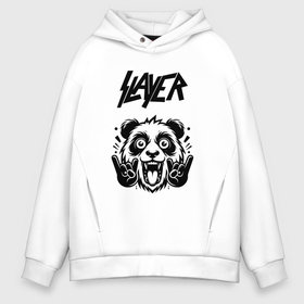 Мужское худи Oversize хлопок с принтом Slayer   rock panda в Курске, френч-терри — 70% хлопок, 30% полиэстер. Мягкий теплый начес внутри —100% хлопок | боковые карманы, эластичные манжеты и нижняя кромка, капюшон на магнитной кнопке | 