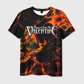 Мужская футболка 3D с принтом Bullet For My Valentine red lava , 100% полиэфир | прямой крой, круглый вырез горловины, длина до линии бедер | 