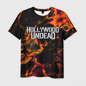 Мужская футболка 3D с принтом Hollywood Undead red lava в Санкт-Петербурге, 100% полиэфир | прямой крой, круглый вырез горловины, длина до линии бедер | Тематика изображения на принте: 