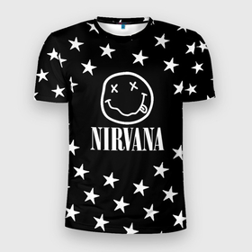 Мужская футболка 3D Slim с принтом Nirvana stars steel в Тюмени, 100% полиэстер с улучшенными характеристиками | приталенный силуэт, круглая горловина, широкие плечи, сужается к линии бедра | Тематика изображения на принте: 