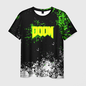 Мужская футболка 3D с принтом Doom токсичное лого краски в Санкт-Петербурге, 100% полиэфир | прямой крой, круглый вырез горловины, длина до линии бедер | 