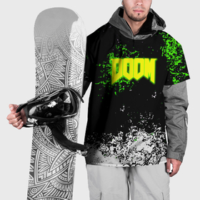 Накидка на куртку 3D с принтом Doom токсичное лого краски , 100% полиэстер |  | 