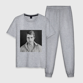 Мужская пижама хлопок с принтом Портрет Владимир Высоцкий , 100% хлопок | брюки и футболка прямого кроя, без карманов, на брюках мягкая резинка на поясе и по низу штанин
 | 
