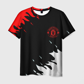 Мужская футболка 3D с принтом Manchester United flame fc в Петрозаводске, 100% полиэфир | прямой крой, круглый вырез горловины, длина до линии бедер | Тематика изображения на принте: 