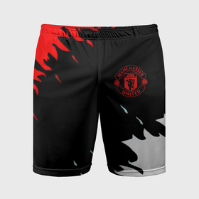 Мужские шорты спортивные с принтом Manchester United flame fc в Петрозаводске,  |  | Тематика изображения на принте: 