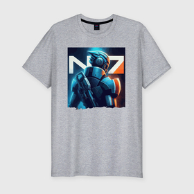 Мужская футболка хлопок Slim с принтом Mass Effect   character ai art в Екатеринбурге, 92% хлопок, 8% лайкра | приталенный силуэт, круглый вырез ворота, длина до линии бедра, короткий рукав | 