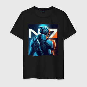 Мужская футболка хлопок с принтом Mass Effect   character ai art в Екатеринбурге, 100% хлопок | прямой крой, круглый вырез горловины, длина до линии бедер, слегка спущенное плечо. | 