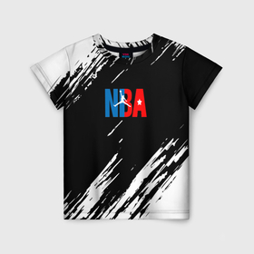 Детская футболка 3D с принтом Basketball текстура краски nba , 100% гипоаллергенный полиэфир | прямой крой, круглый вырез горловины, длина до линии бедер, чуть спущенное плечо, ткань немного тянется | 