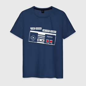 Мужская футболка хлопок с принтом Game never over   игровой контроллер: ретро в Курске, 100% хлопок | прямой крой, круглый вырез горловины, длина до линии бедер, слегка спущенное плечо. | 